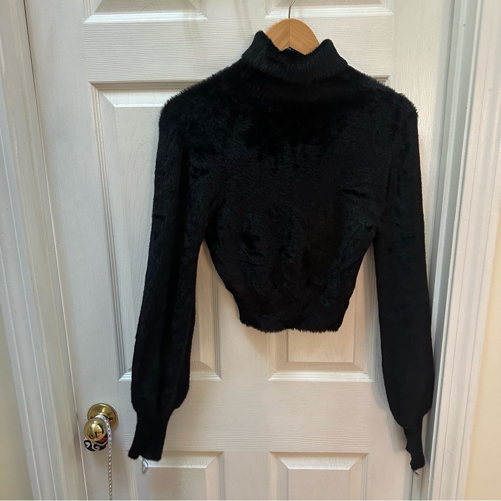 For Love Lemons Myriam Turtleneck Sweater fur soft m medium cropped black - Picture 4 of 8